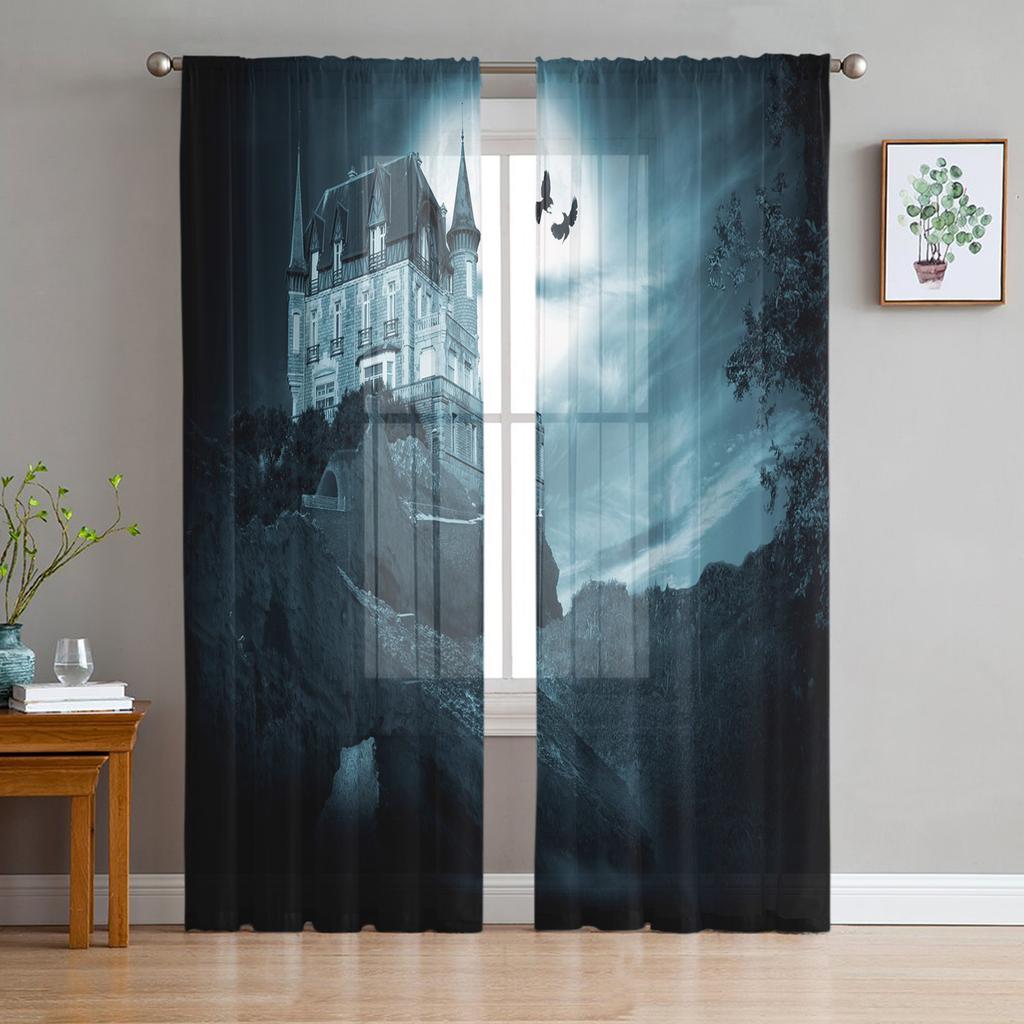 San Pietro Basilica Rome Retro Styled Chiffon Sheer Curtains for Living Room Bedroom Window Curtain Voiles Tulle Cortinas