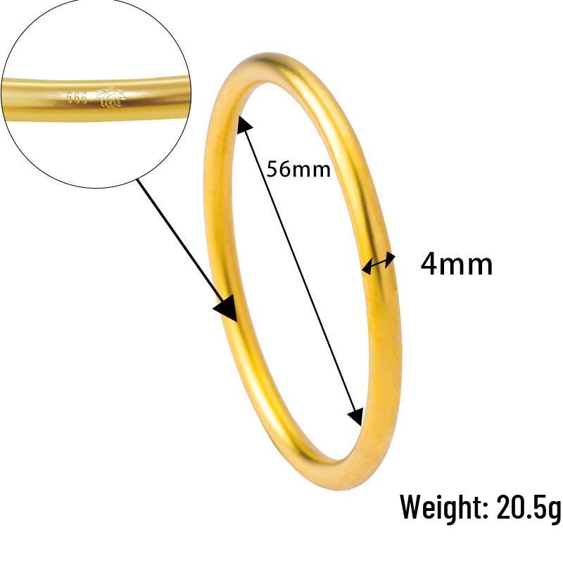 Vietnamese Sand Gold Wide Noodle Bangle for Women - Copper Alloy Simulated Jewelry