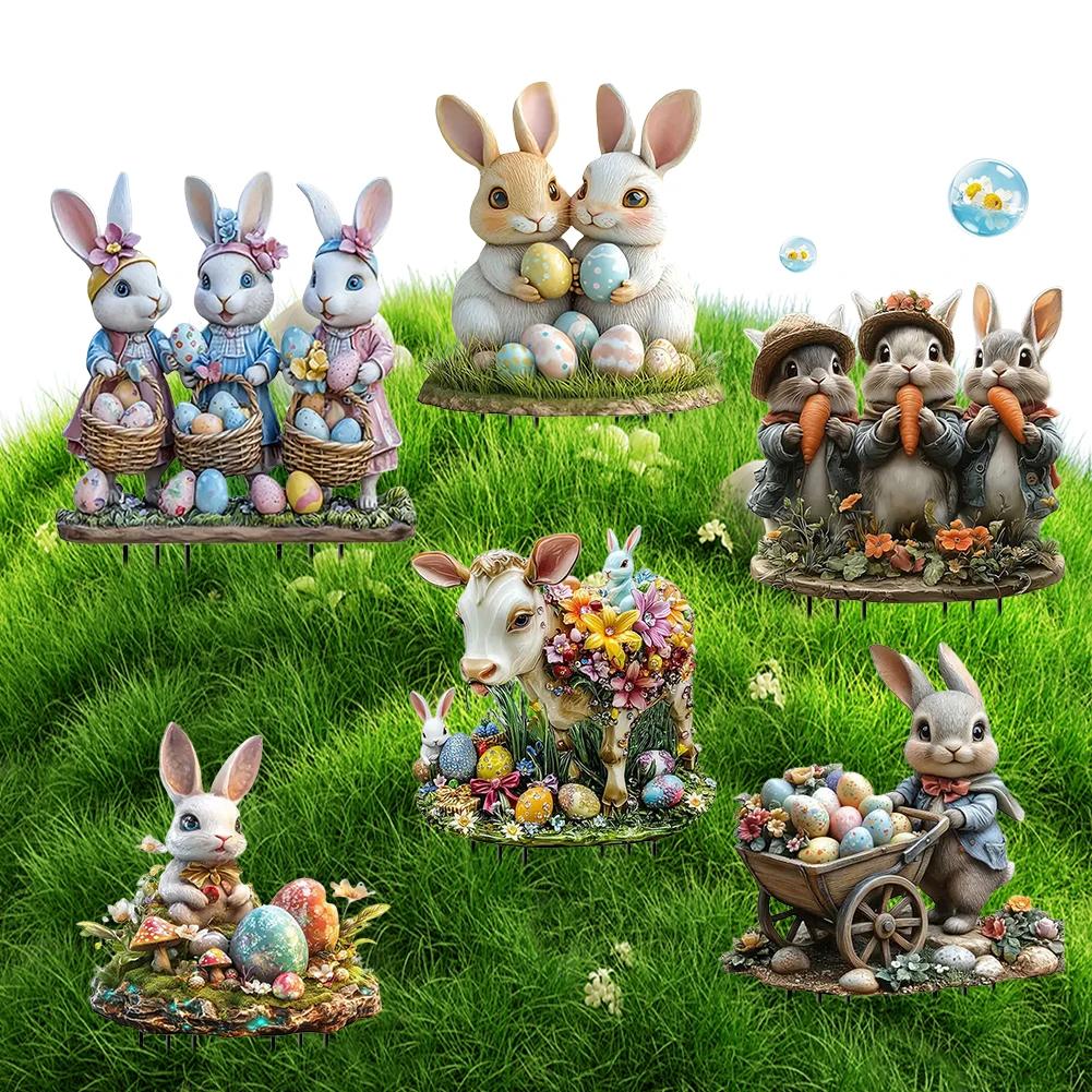 Easter Acrylic Garden Stake Decoration Multi-Function Yard Ornaments Waterproof Courtyard Statue for Outdoor Decoration