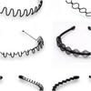 Hair Band Black Fashionable Exquisite Simple Metal Headband for Running Sports Make Up 6 Pcs