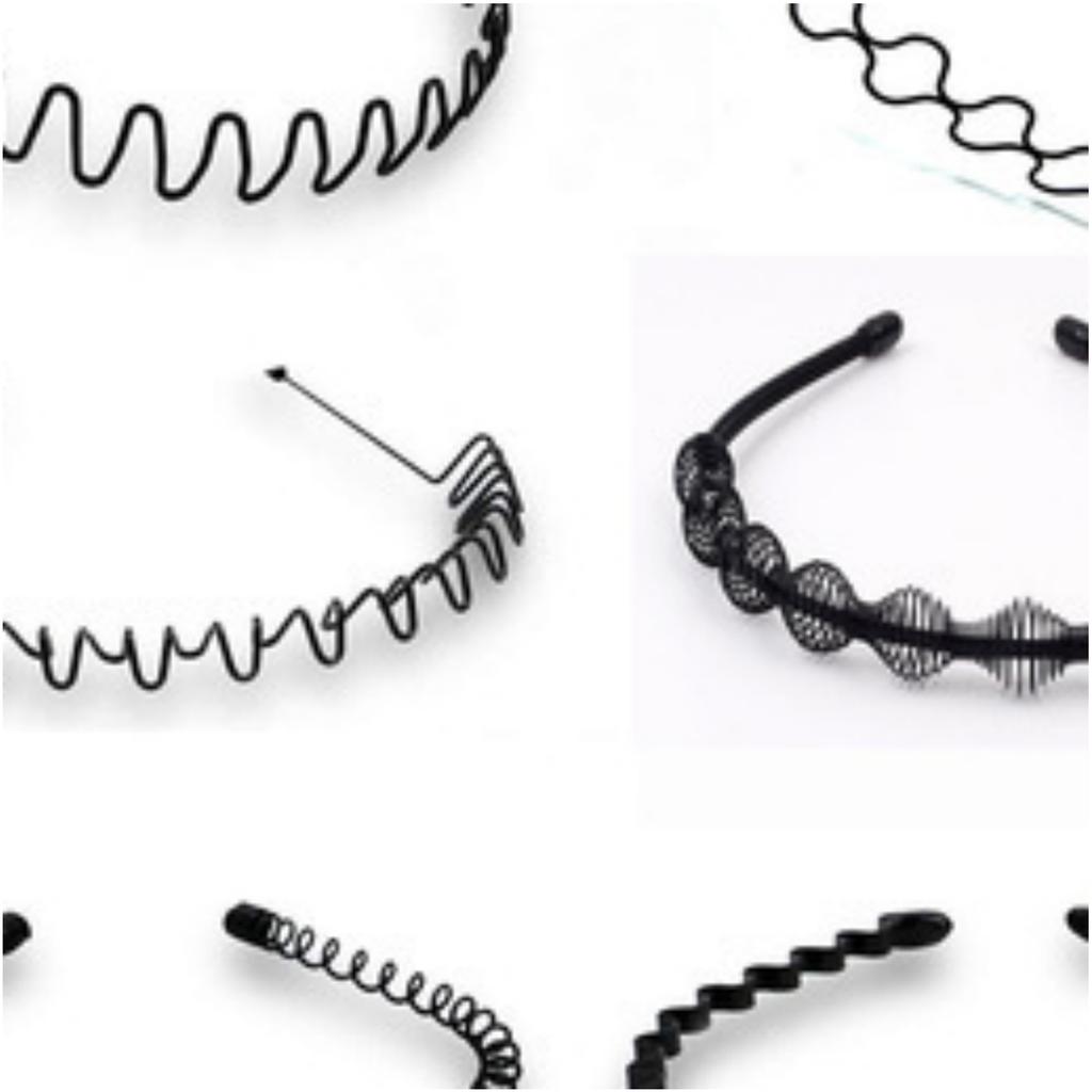 Hair Band Black Fashionable Exquisite Simple Metal Headband for Running Sports Make Up 6 Pcs