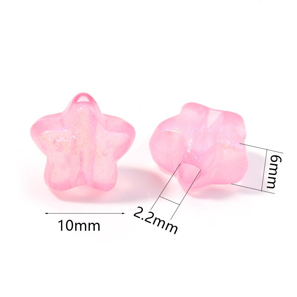 100pcs 10mm Acrylic Star Beads Colorful Luminous Five-pointed Star Loose Beads For DIY Jewelry Making Bracelet Necklace Supplies