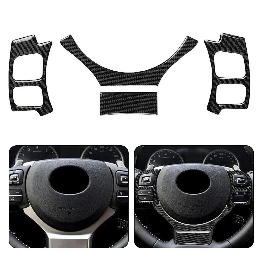 Add a Touch of Elegance with Black Carbon Fiber Steering Wheel Cover Trim for Lexus IS250 NX200 200t 300h 4 Piece Set