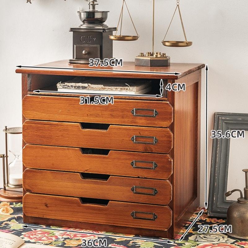 

Wood Drawer Storage Box 5 Drawers Vintage Wooden Desk Organizer Shelf Office Cabinet with Drawer Storage Drawers for Bedroom