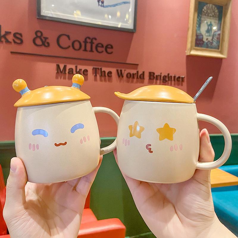 Creative Trend Couple Cup Coffee Mug New Year Mugs Mug for Tea Cups and Mugs Drinkware Original Beautiful Beer Funny Ceramic Lid