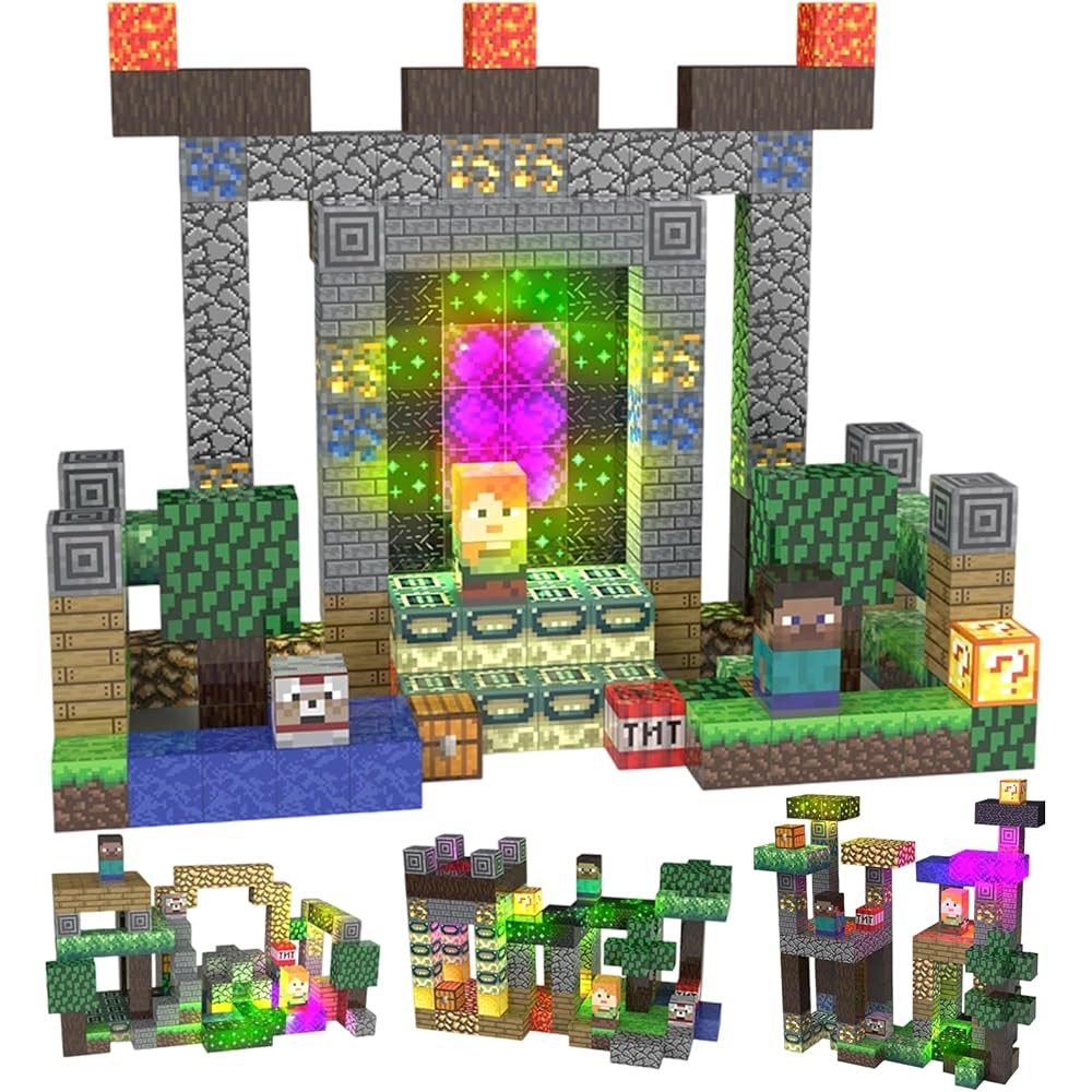 Yoiko Magnet Block Set 180PCS Teleport Theme with 15 Light-Up Blocks Educational Toy for Kids