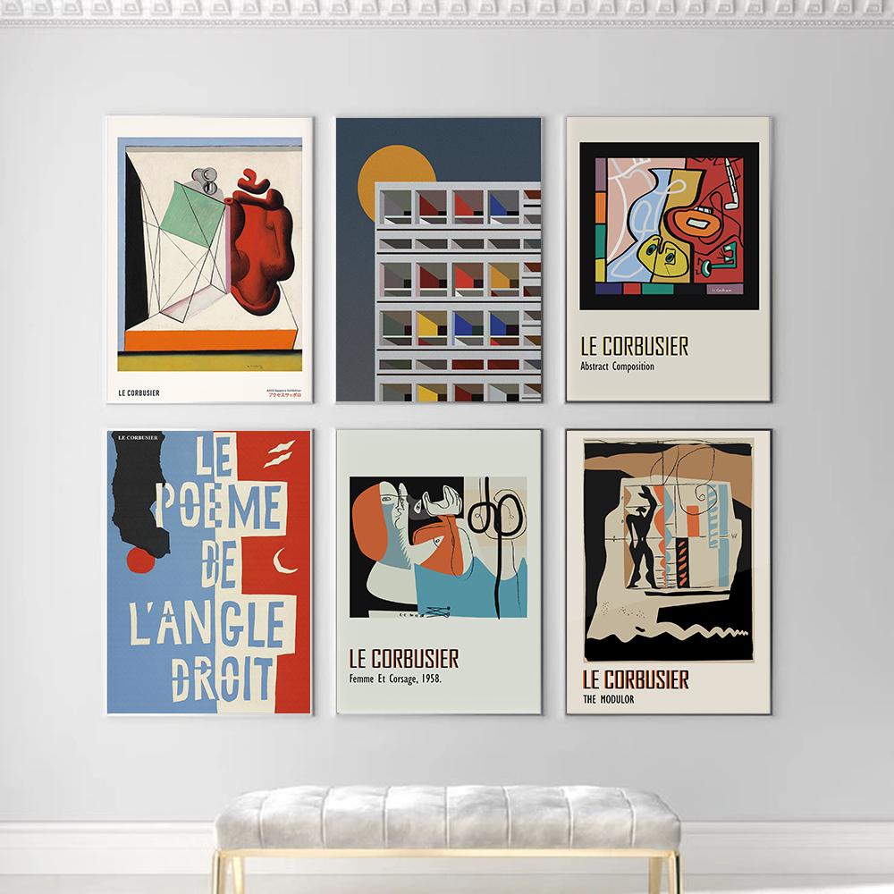 Poster expoziție de artă francez Le Corbusier Vintage corp feminin abstract imprimare murală medievală Bauhaus pictură pe pânză decorare