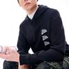 FILA Fusion FW22 Letter Print Hooded Pullover Long Sleeve Sweatshirt Men sweatshirt Deep-Black T11M212204F-BK