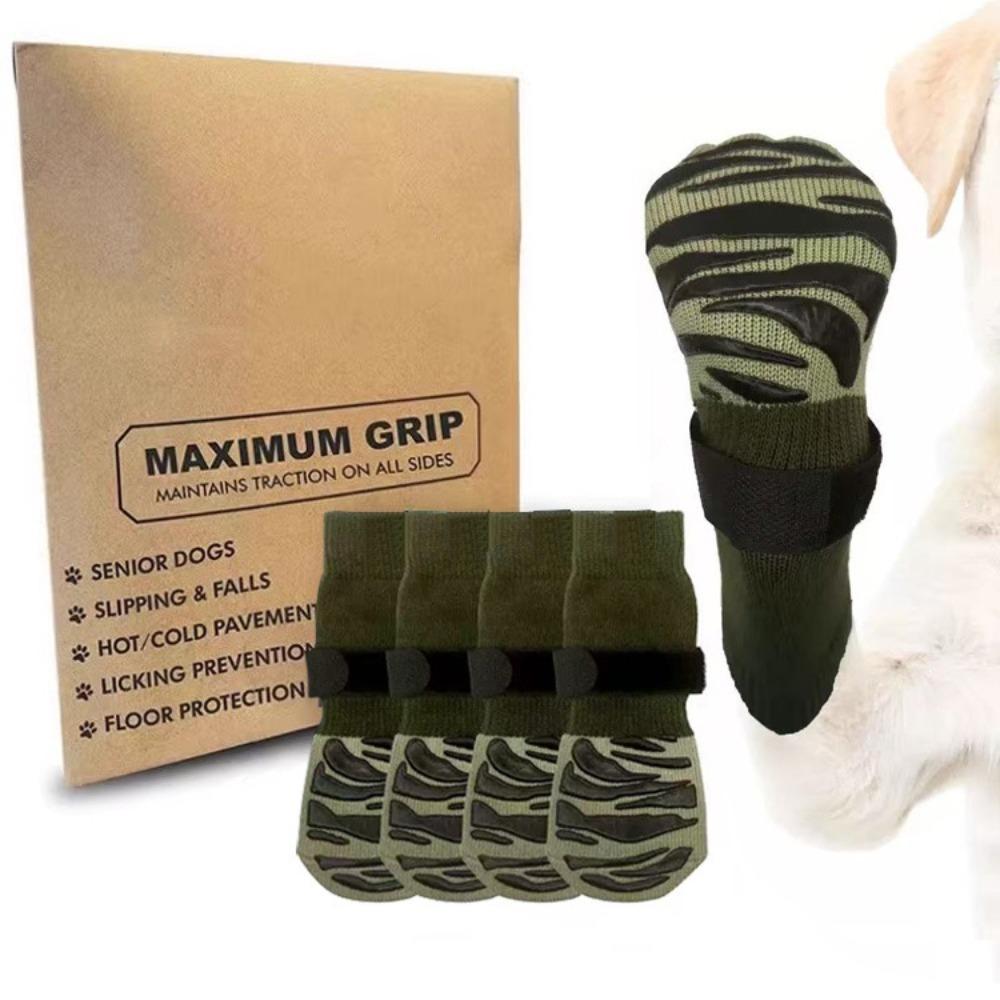 4pcs Cozy Anti-Slip Dog Socks Strong Grip Anti-Scratch Pets Knitted Socks Anti-licking Silent Paw Protection Socks Indoor