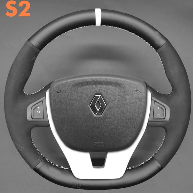 For Renault Laguna 3 2007-2012 Renault Zoe 2016 ized Black Leather Hand Stitched Non-slip Steering Wheel Cover Interior