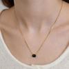 (Silver 925) Oval Bar Stone Pendant Necklace NZ2512 Onyx