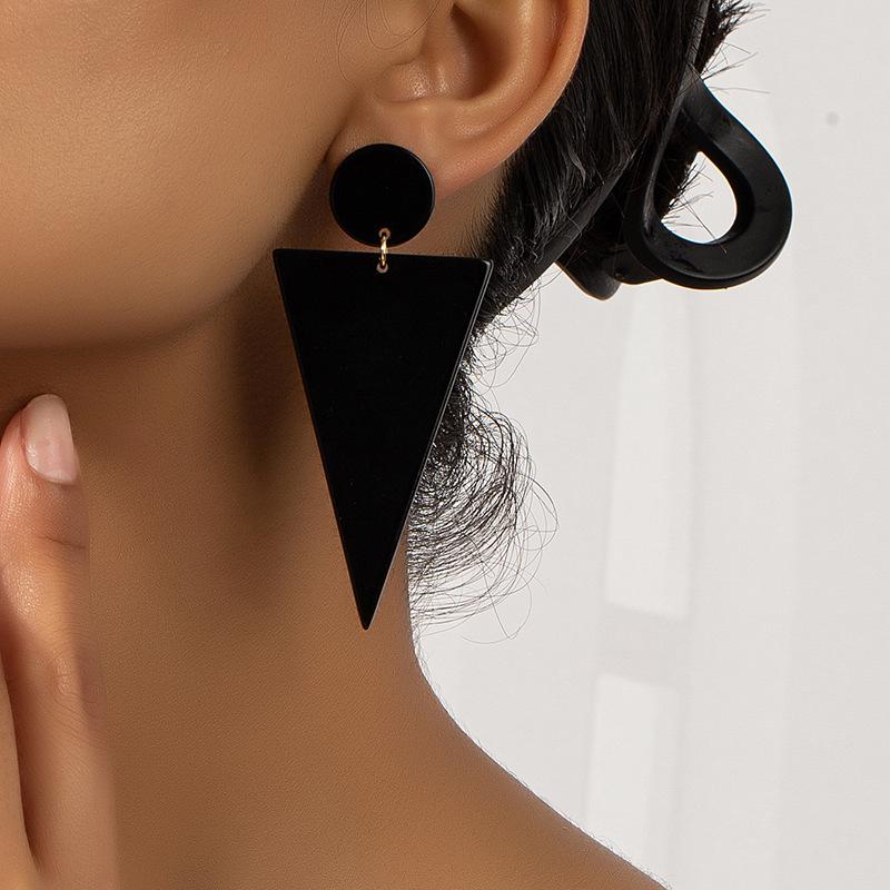 Elegant Geometric Acetate Long Drop Earrings: Versatile European and American Style чёрный