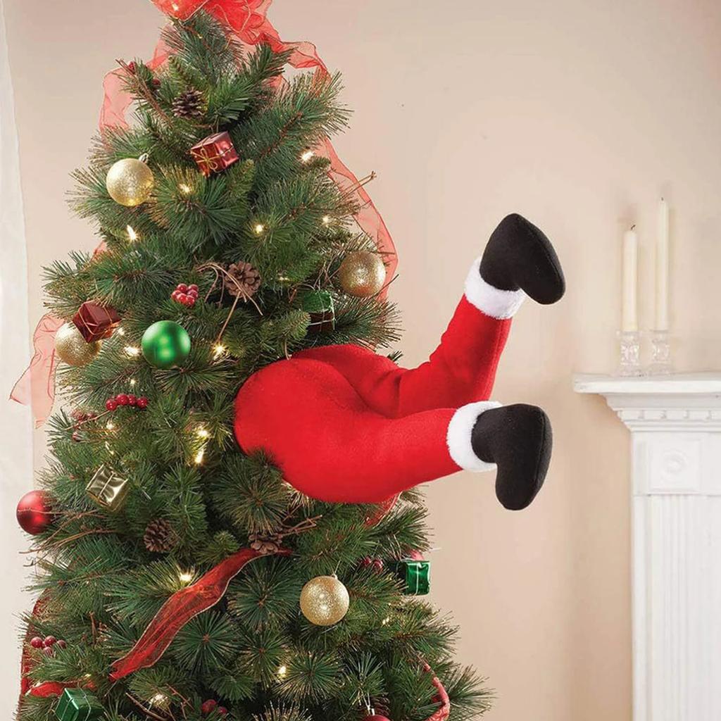 Xmas Tree Santa Claus Legs Elf Legs Ornaments Stuffed Filled Christmas Tree Topper Home Hanging Ornaments Home Decor