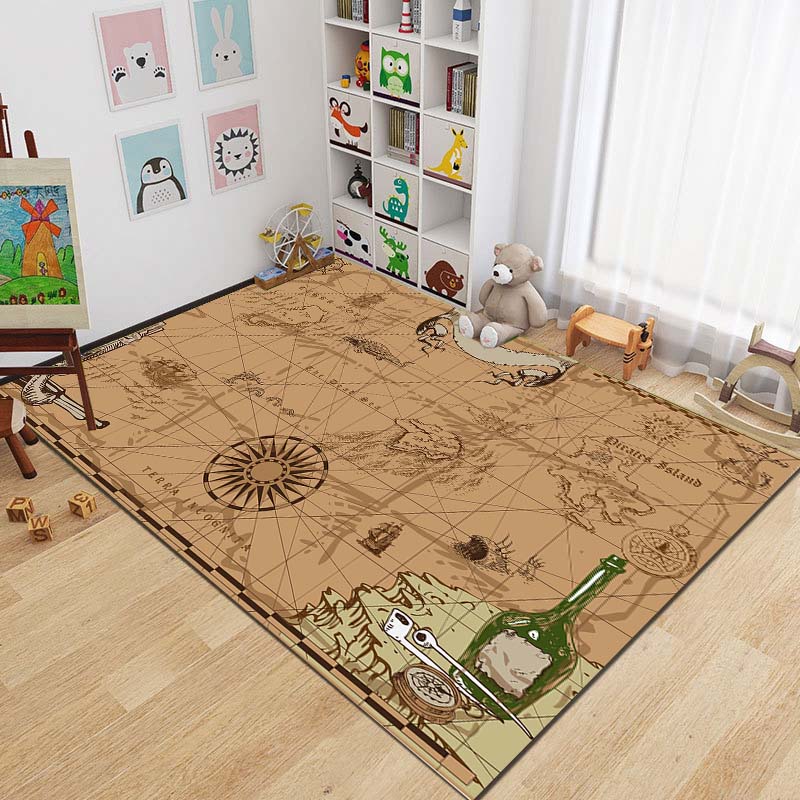 15 Sizes Antique Pirate Treasure Map Carpet Rug for Bedroom Living Room Boho Decor Children's Crawling Mat College Dorm Decor