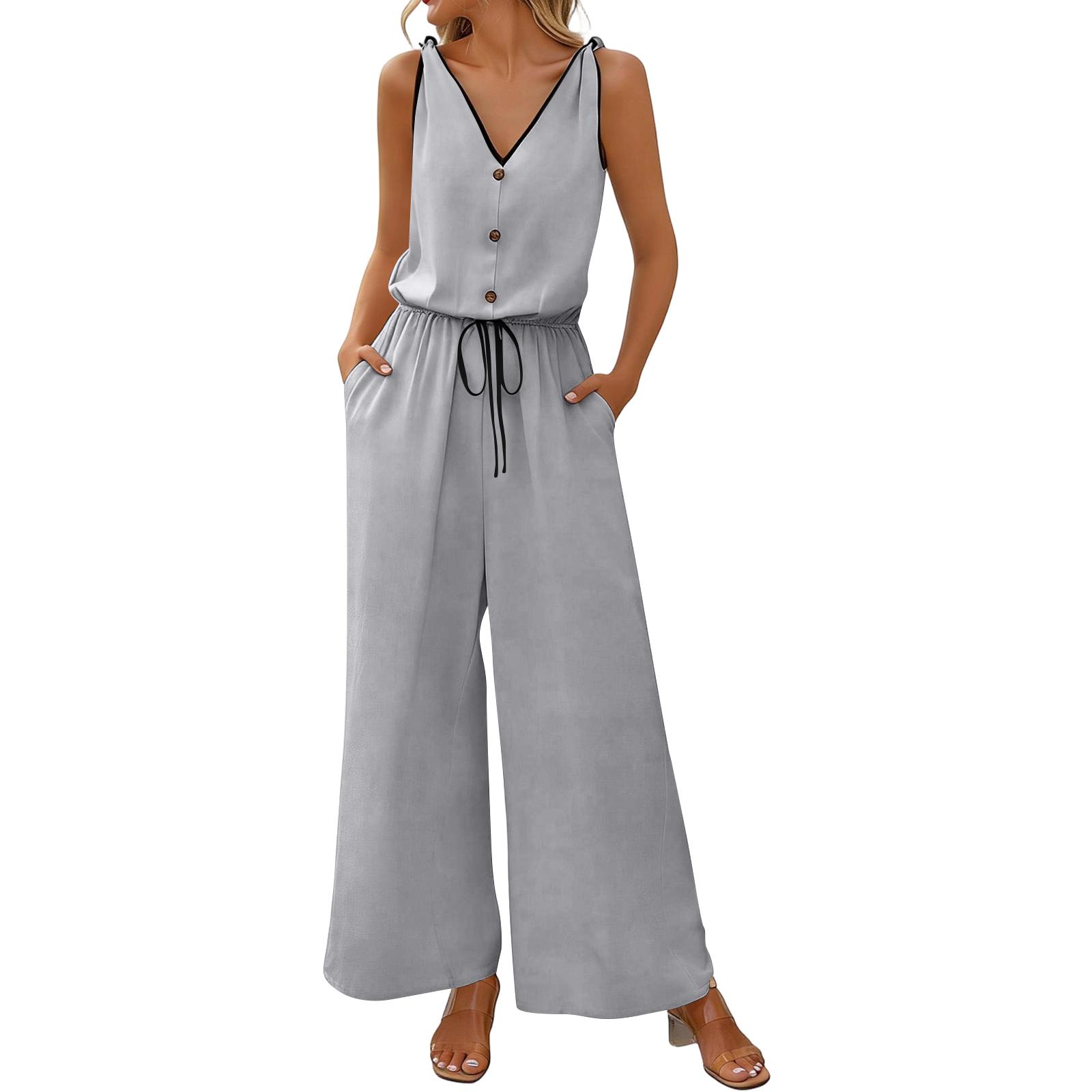 Women s Jumpsuit, Color, Casual And Loose, Vintage Jumpsuit With Pockets XXL