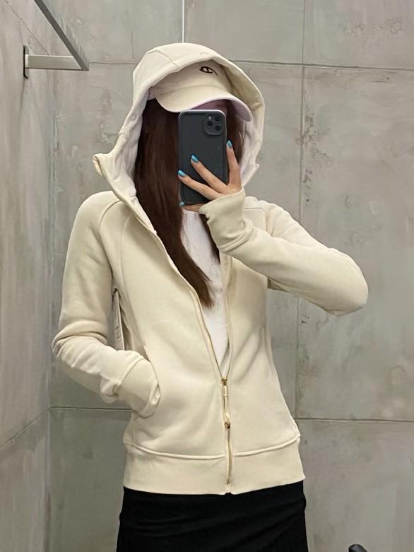 Women's Slim Hooded Scuba Jacket with Fleece - Autumn/Winter Casual Zipper Sweatshirt