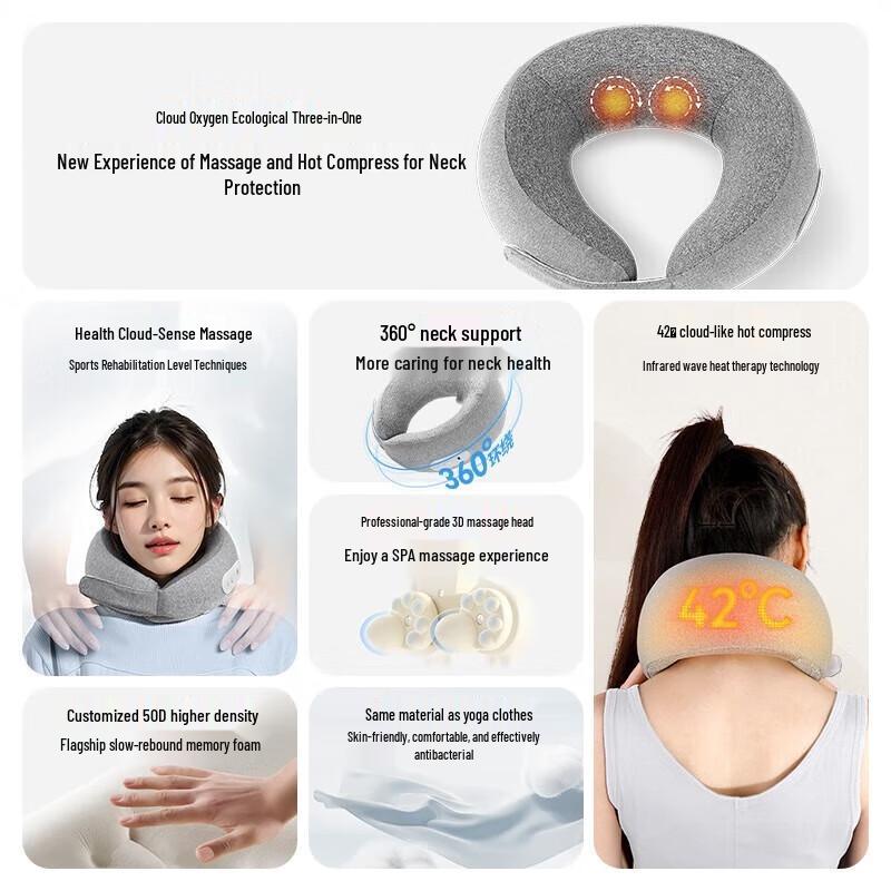 Wolong U-shaped Neck and Shoulder Massage Pillow