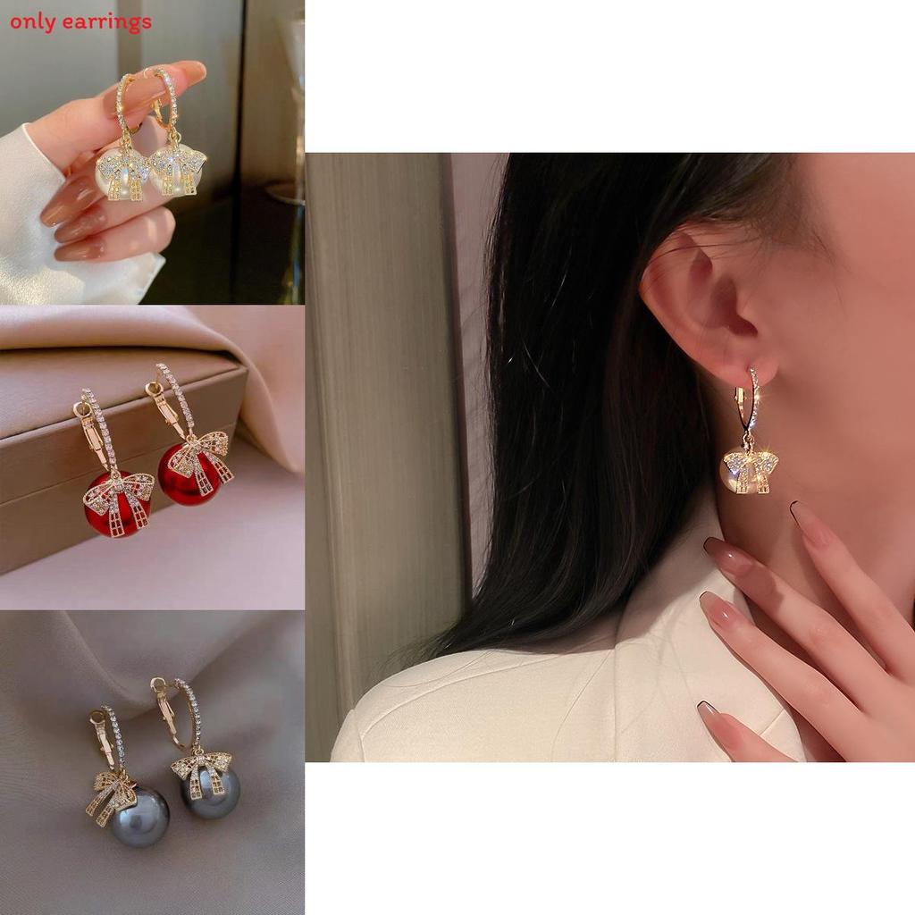 Korean Girl Butterfly Pearl Earrings With Alloy Material For Women Fashion Accessories