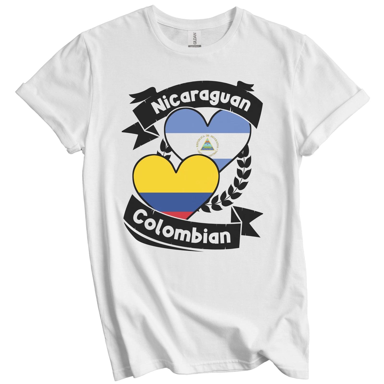 Nicaraguan Colombian Heart Flags Nicaragua Colombia T-Shirt XL