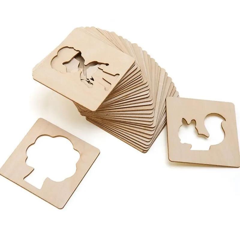 

Kids Drawing Toys 20/32/50PCs Wooden DIY Painting Stencils Template Craft Toys Puzzle Educational Toys for Children Gifts 20pcs