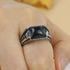 Black Onyx Street Retro Punk Hip Hop Men's Fashion Hand Jewelry Steel Color Ring
