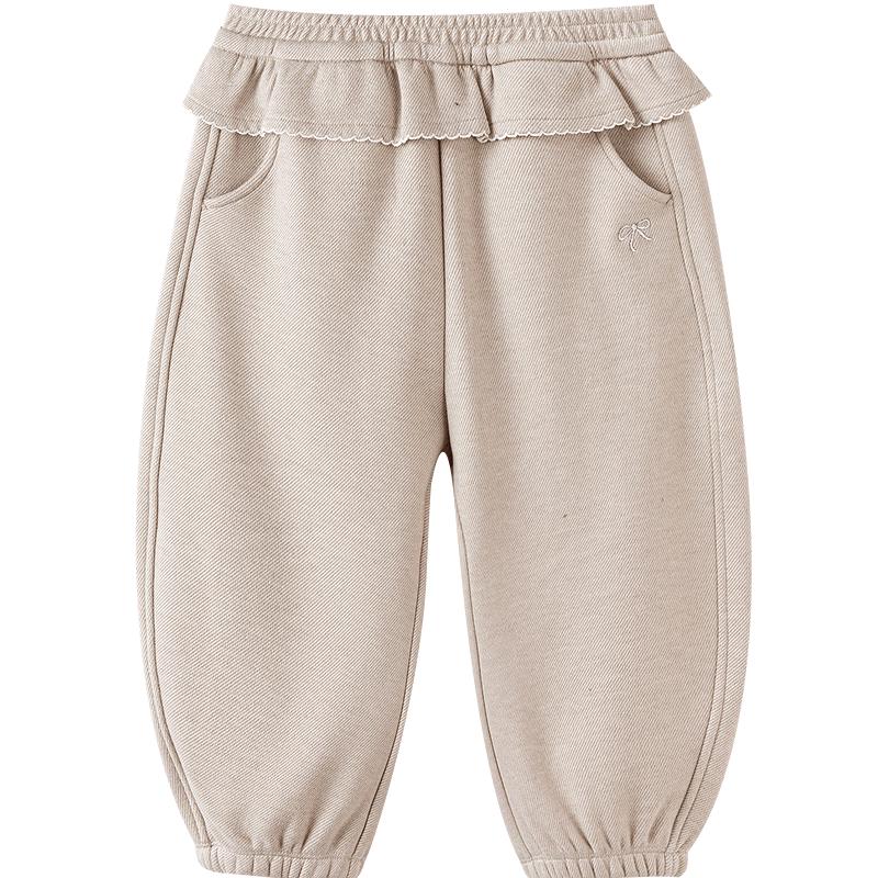 Balabala Girls' Fleece-Lined Butterfly Embroidered Pants