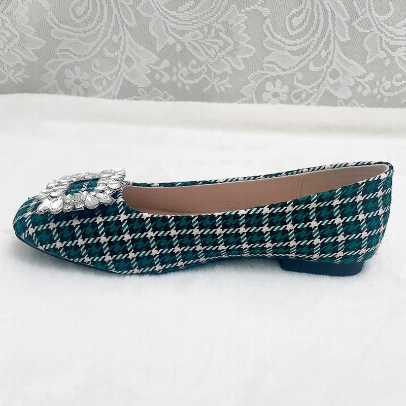 Flat Bottom Square Buckle Rhinestone Single Shoes Women's Shoes New Spring Autumn and Winter French Small Fragrant Gentle Evening Shoes Shallow Mouth