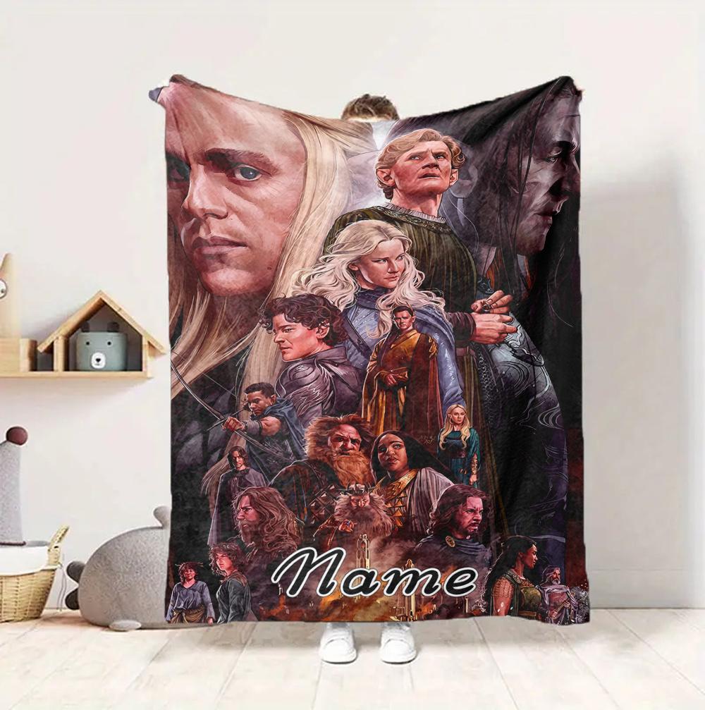 Custom Name Moonlit Forest Flannel Blanket Throw Blanket Soft Warm Sofa Bed home Decor Unique Gift