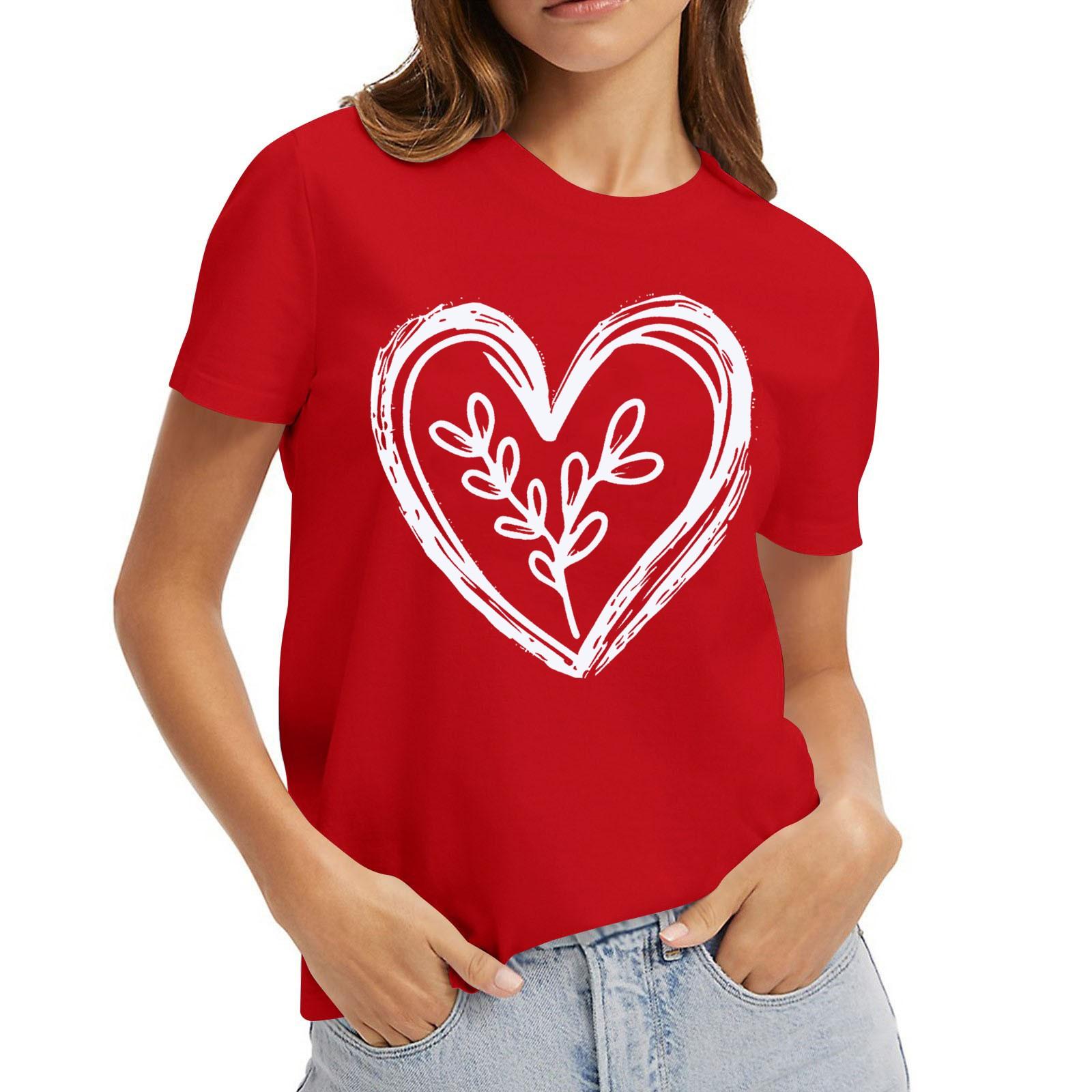 

Женский повседневный свитер с короткими рукавами и круглым вырезом с принтом ко Дню святого Валентина XL белый