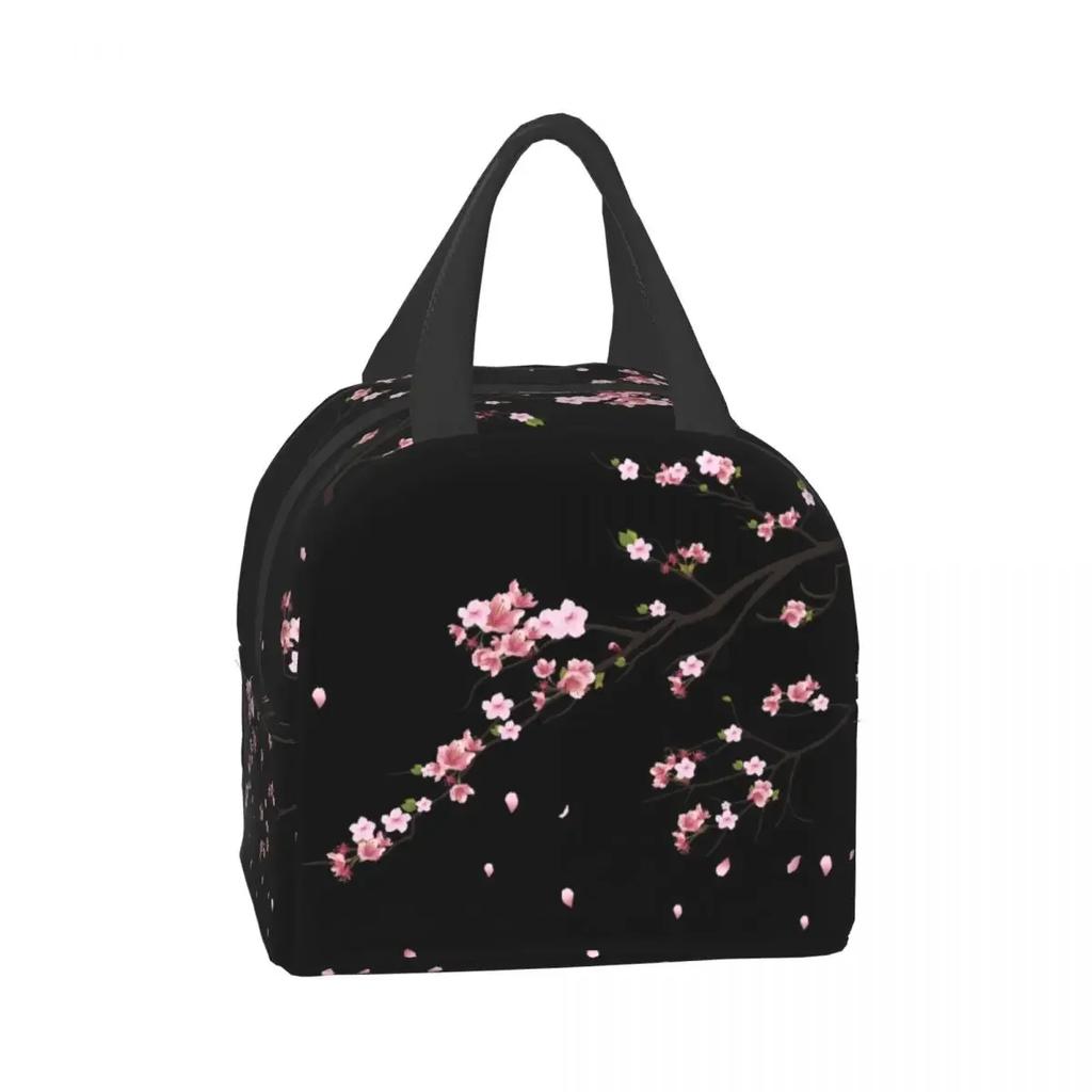 Japonská Sakura Větev Izolovaná taška na oběd pro ženy Přenosná Vodotěsná Květinová Květinová Třešňový květ Chladicí Termální Bento Box