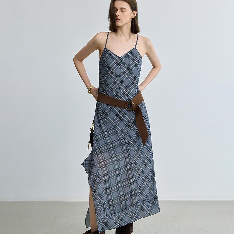 LILY plaid V-neck camisole dress