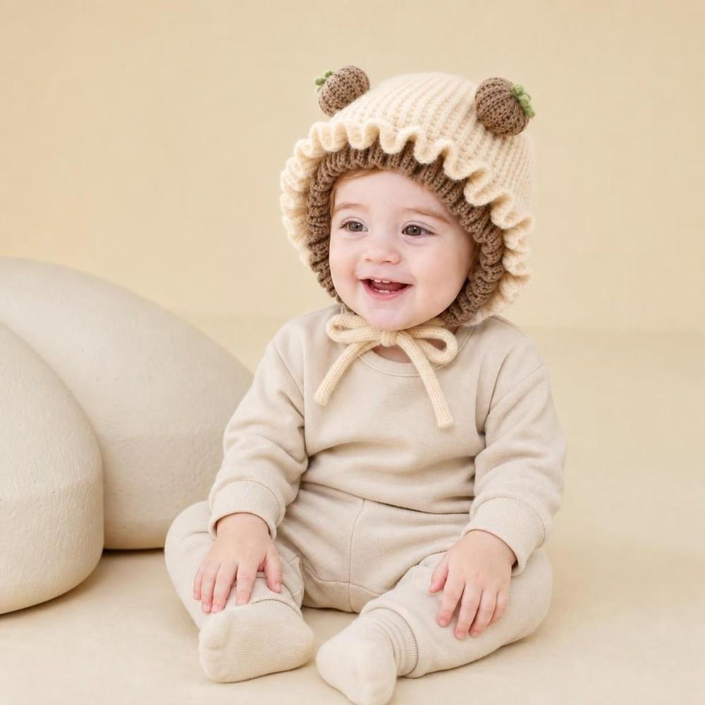 Thick Baby Hooded Hat Soft Woolen Beanie Fashion Infant Winter Hat