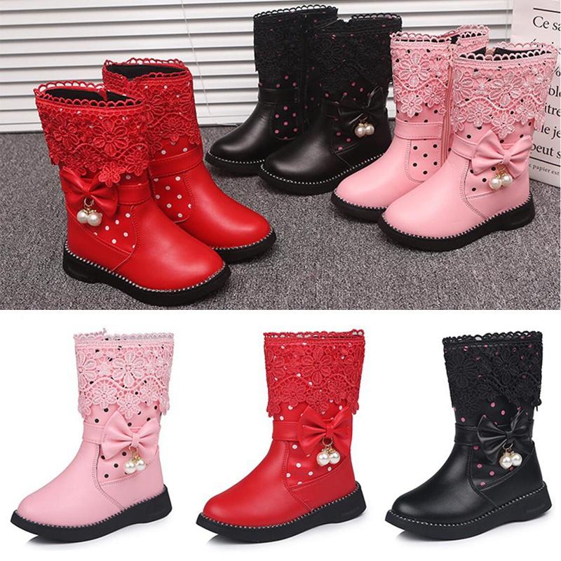 Girls Boots New Autumn Fashion Princess Kids Soft Sneakers Child Snow Boots Spring PU Leather Children Shoes Kids EU Size 27-37