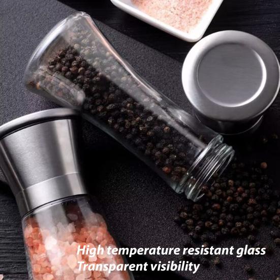 1/2Pcs Pepper Grinder Visible Transparent Glass Ceramic Core Manual Grinder Sea Salt Powder Grinder Seasoning Bottle Jar