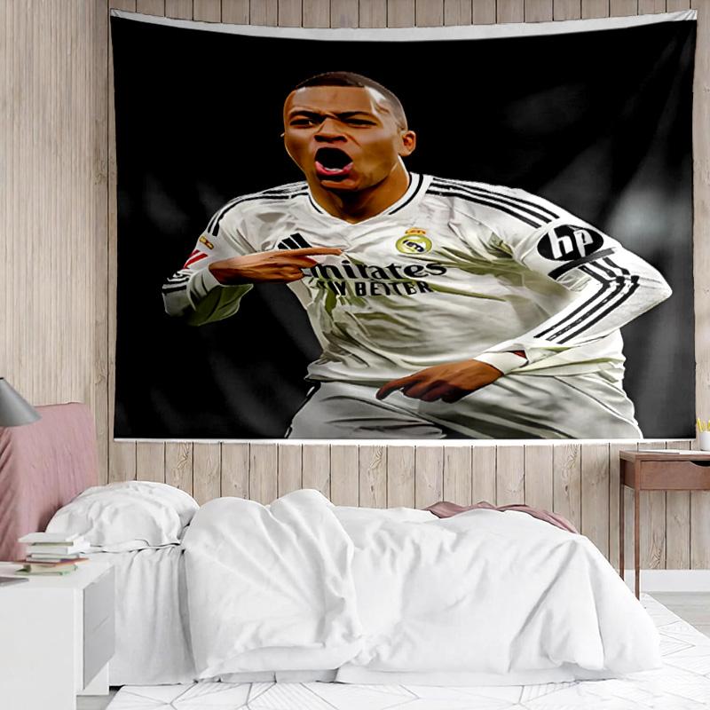 Kylian Mbappé Tapestry for Bedroom Aesthetic Classroom Tapestries Wall Hanging for Living Room Dorm Office,Ideal Creative Gift