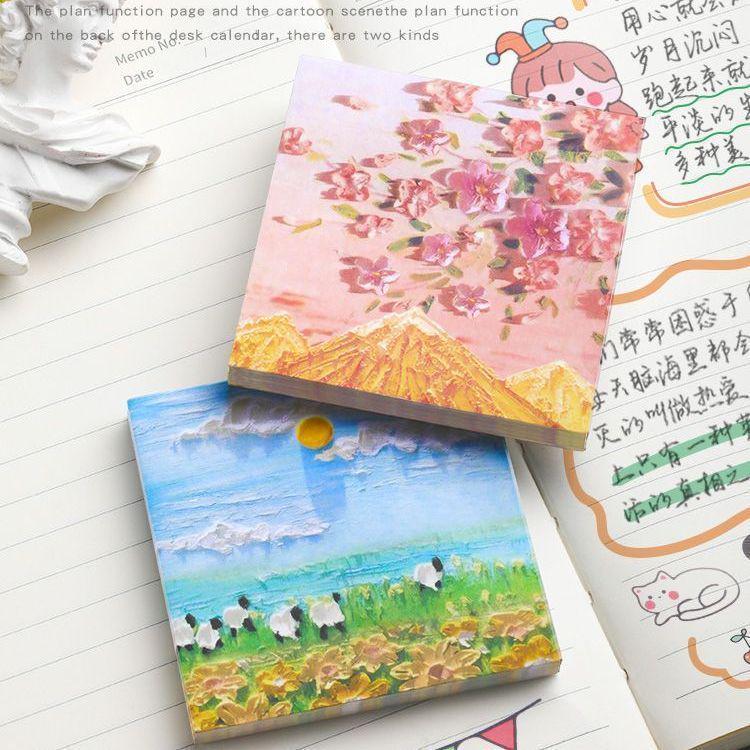 3D Oil Pastel Sticky Notes - Korean Ins Style Planner Notepads