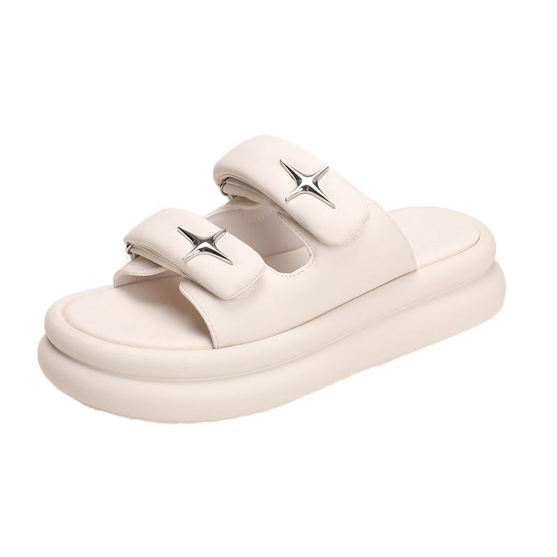 

Модные тапочки для женщин 2025 Лето Новая мода Новый дизайнер Платформа Тапочки Женские Однотонные Модные Повседневные Шлепанцы Женские 40(Foot 25cm)