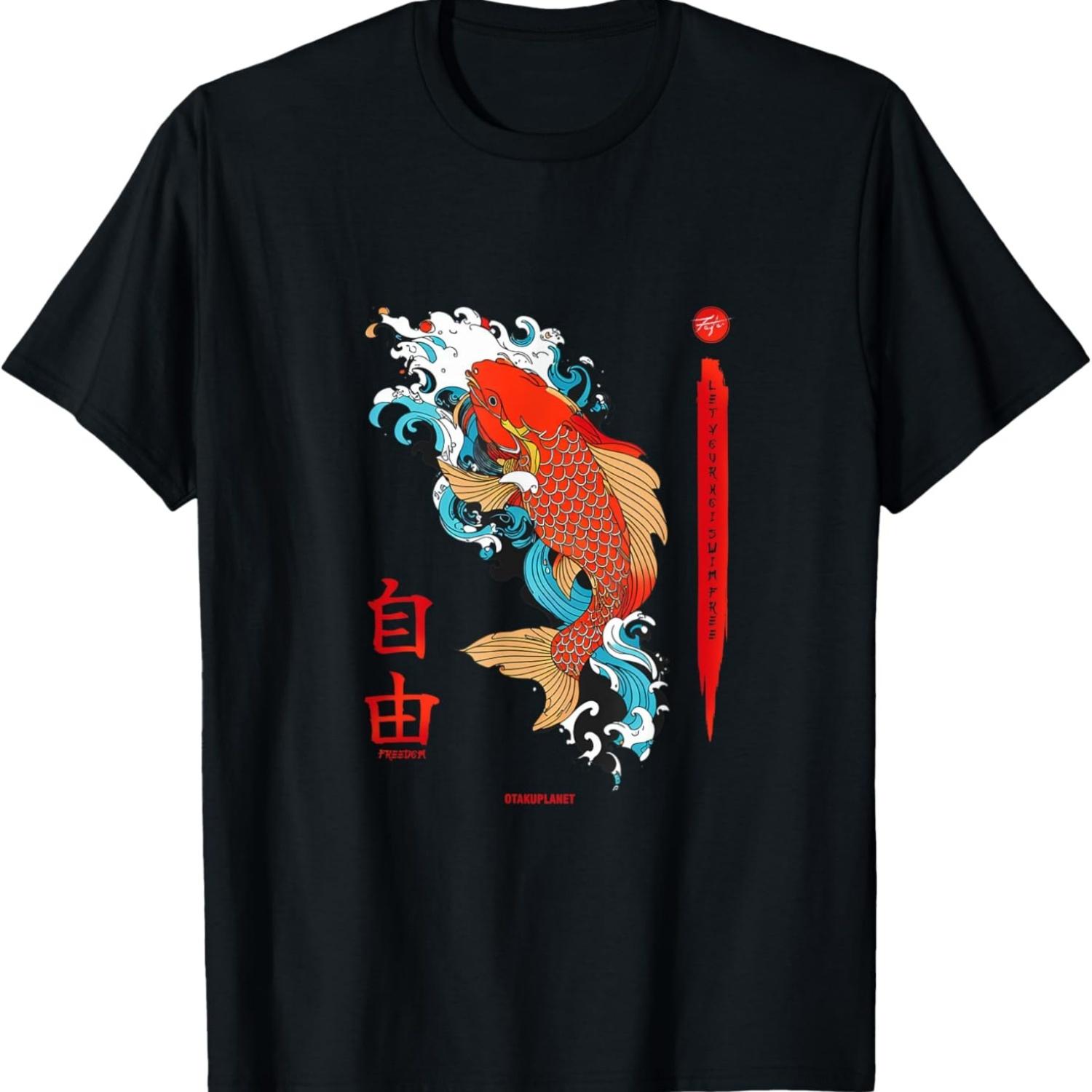 

koi fish life clothes in japanese fish koi whisperer graphic T-Shirt(3) S чёрный