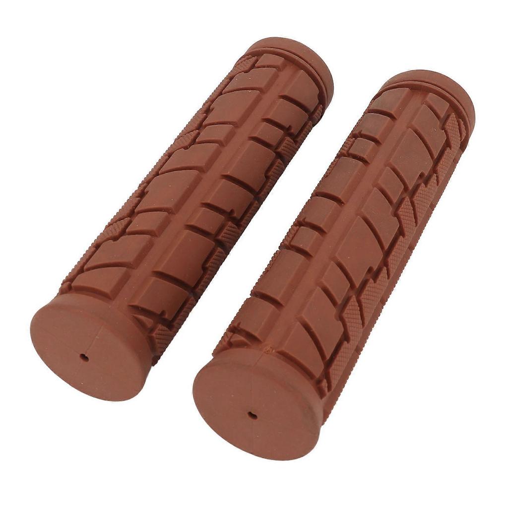 1 Pair Bike Handlebar Grips Brown Rubber Universal Shock Resistance Ergonomic Comfortable Bike Handle Grips for Bicycles Folding Bikes