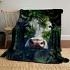 Cow In Leafy Greenery Blanket for All Seasons Blanket Lunch Break Throw Gift