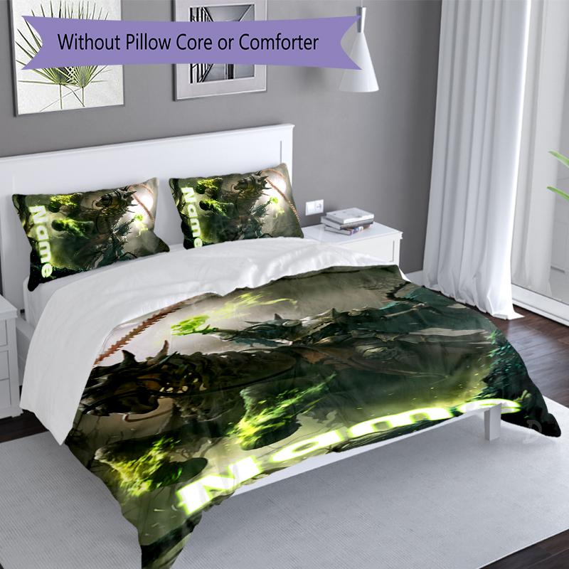 3pcs Custom Name World of Warcraft Bedding Set,Includes 1 Duvet Cover and 2 Pillowcases,All-season Bedroom Decor