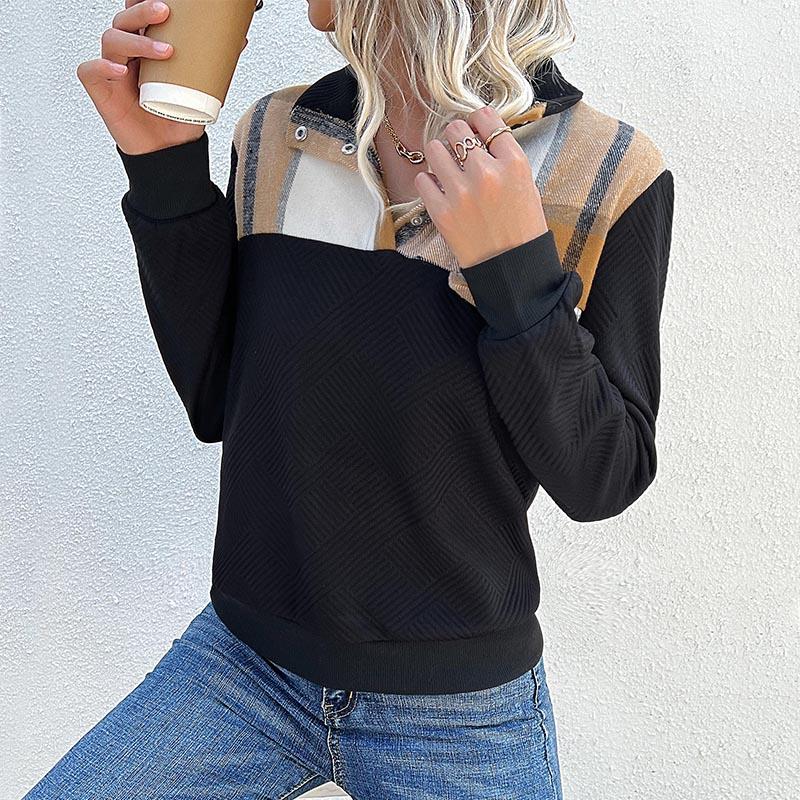 YYFS Women's Fashion Casual Plaid Print Autumn Winter Long Sleeve POLO Neck Sweaters