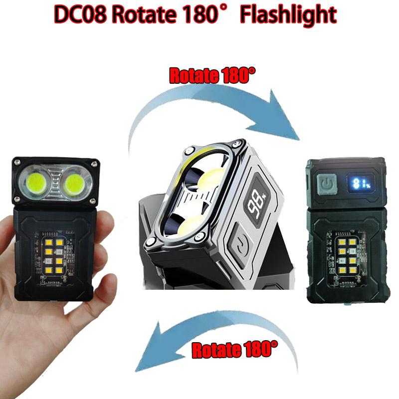 Mini USB Rechargeable COB LED Flashlight,180°Rotatable Magnetic Work Light, Emergency Power Bank Flashlight with 8 Lighting Modes for Camping Repair