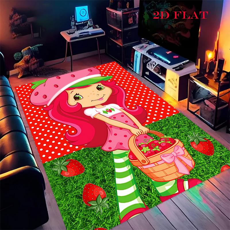 Strawberry Shortcake  Carpet Rug for Living Room Bedroom Home Sofa Decoration,Kids Play Nonslip Floor Mat