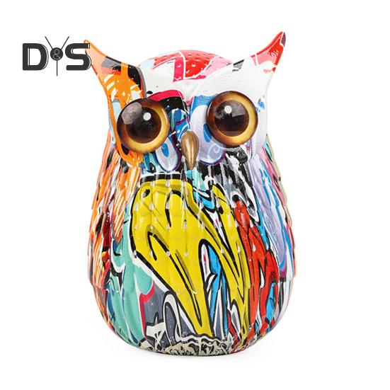 Graffiti-Eulenfigur, Harz-Eulen-Ornament, Desktop-Mehrfarbige Eulenstatue für Zuhause, TV-Ständer, Büro, Bücherregal, Schreibtisch-Dekoration