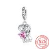 925 Silver Romantic Love Story Charm Pendant for DIY Bracelet Couple Engagement Jewelry Gifts for Her