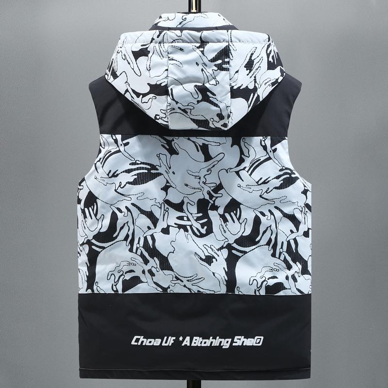 Nadměrné velikosti S-8XL Zimní bez rukávů Parky Pánské svrchní oblečení Módní Pánská hřejivá vesta s kapucí