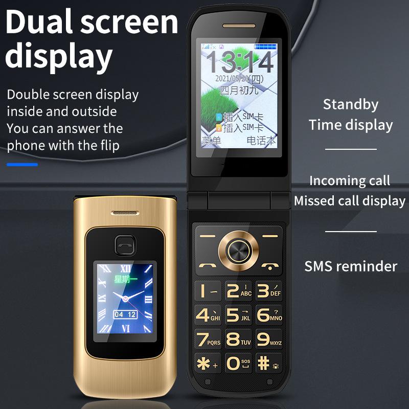 Vyklápěcí telefon Full Netcom 2G s duálním displejem pro seniory