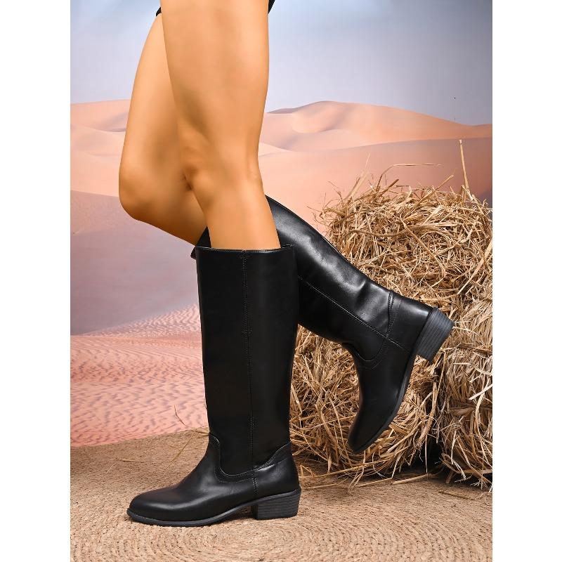 Retro Low-heeled Knight Boots 2025 Winter New British Style Sleeves Are No More Than Knee-length Boots for Women