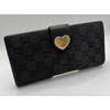 Used Beautiful Condition Gucci GG Canvas  Lovely Heart  Bi-fold Long Wallet  Black